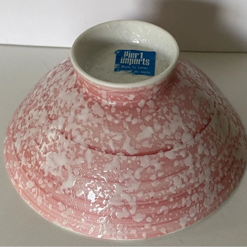 Vintage Pier 1 Imports Rice Bowls Pink Textured EUC 4.75” Splatter Ceramic